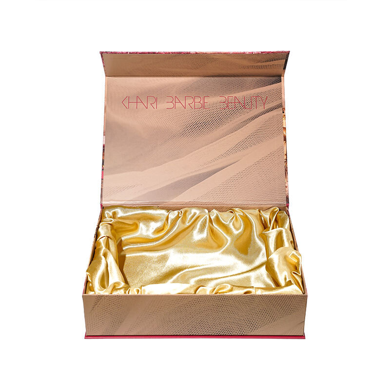  New Designer Hair Extension Gift Box - Book Shaped Cardboard Packaging with Satin Silk Insert