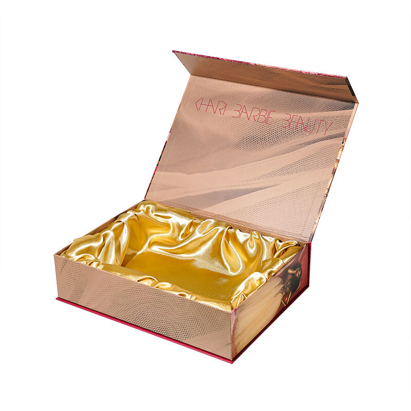  New Designer Hair Extension Gift Box - Book Shaped Cardboard Packaging with Satin Silk Insert
