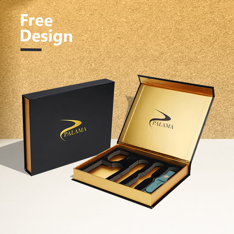 Luxury High-End Custom Magnet Close Cardboard Box with Foam Insert - Black Golden Design