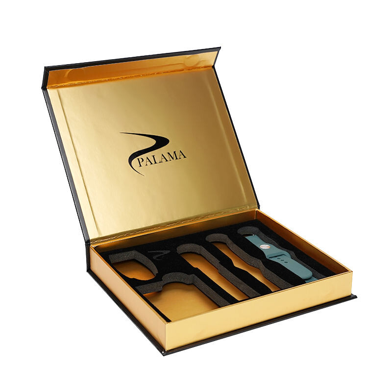  Luxury High-End Custom Magnet Close Cardboard Box with Foam Insert - Black Golden Design