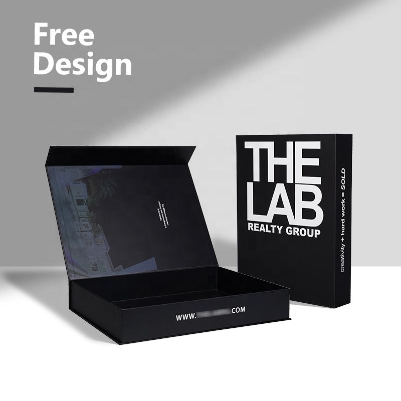  High-Quality Premium Magnetic Close Cardboard Box with Foam Insert - Customizable Black Box with White Logo
