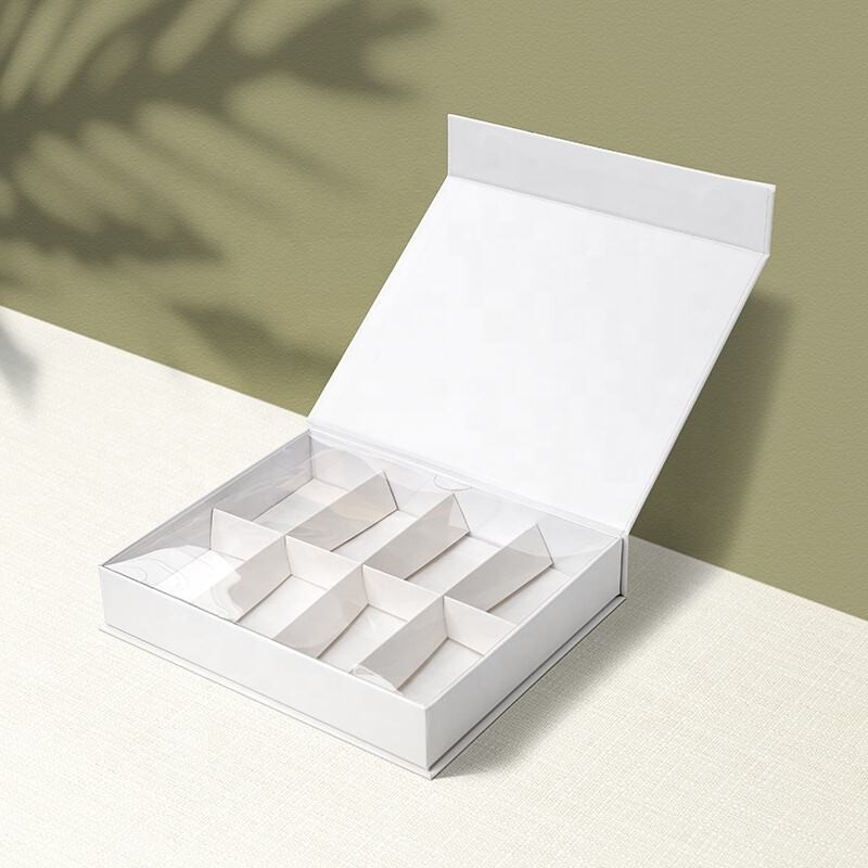  Custom Magnetic Close White Cardboard Box with Embossed Logo for Chocolate Macarons Candy Packaging