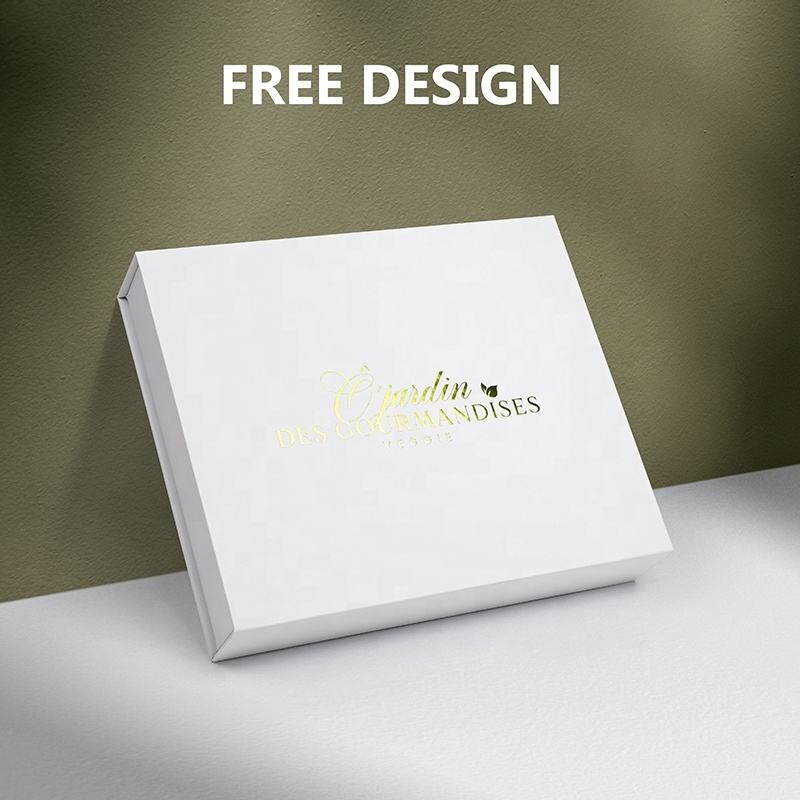 Custom Magnetic Close White Cardboard Box with Embossed Logo for Chocolate Macarons Candy Packaging