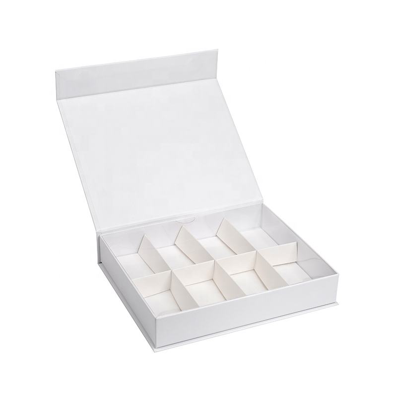  Custom Magnetic Close White Cardboard Box with Embossed Logo for Chocolate Macarons Candy Packaging