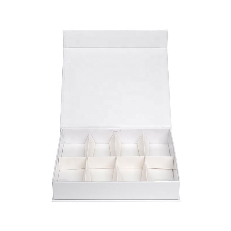  Custom Magnetic Close White Cardboard Box with Embossed Logo for Chocolate Macarons Candy Packaging