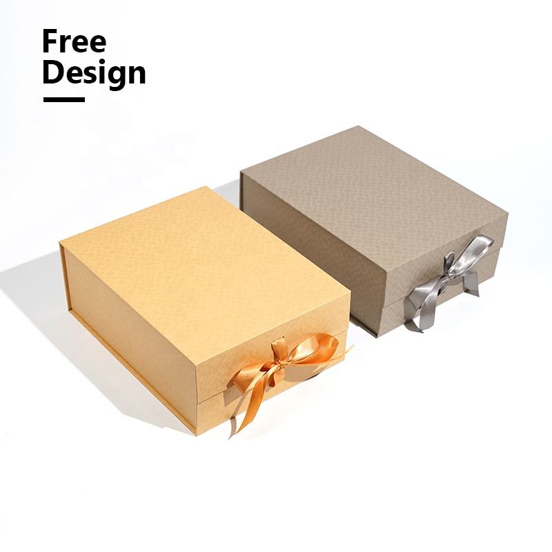  Luxury Custom Collapsible Magnet Closure Box with Ribbon - High-Quality Grey Board Paper Packaging Solutions