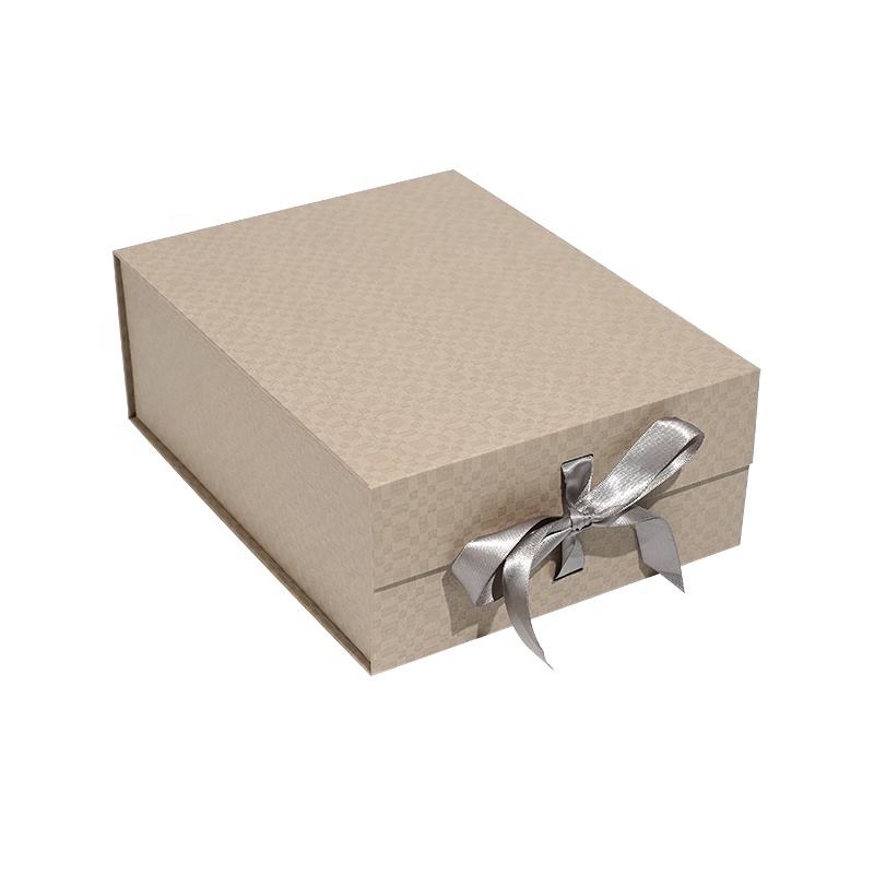  Luxury Custom Collapsible Magnet Closure Box with Ribbon - High-Quality Grey Board Paper Packaging Solutions