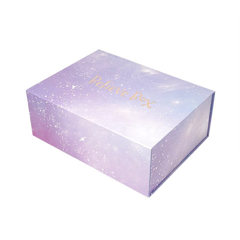  Customized Purple Collapsible Gift Boxes - High-Quality Recycled Cardboard Packaging with Matt Lamination