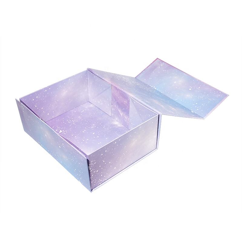  Customized Purple Collapsible Gift Boxes - High-Quality Recycled Cardboard Packaging with Matt Lamination