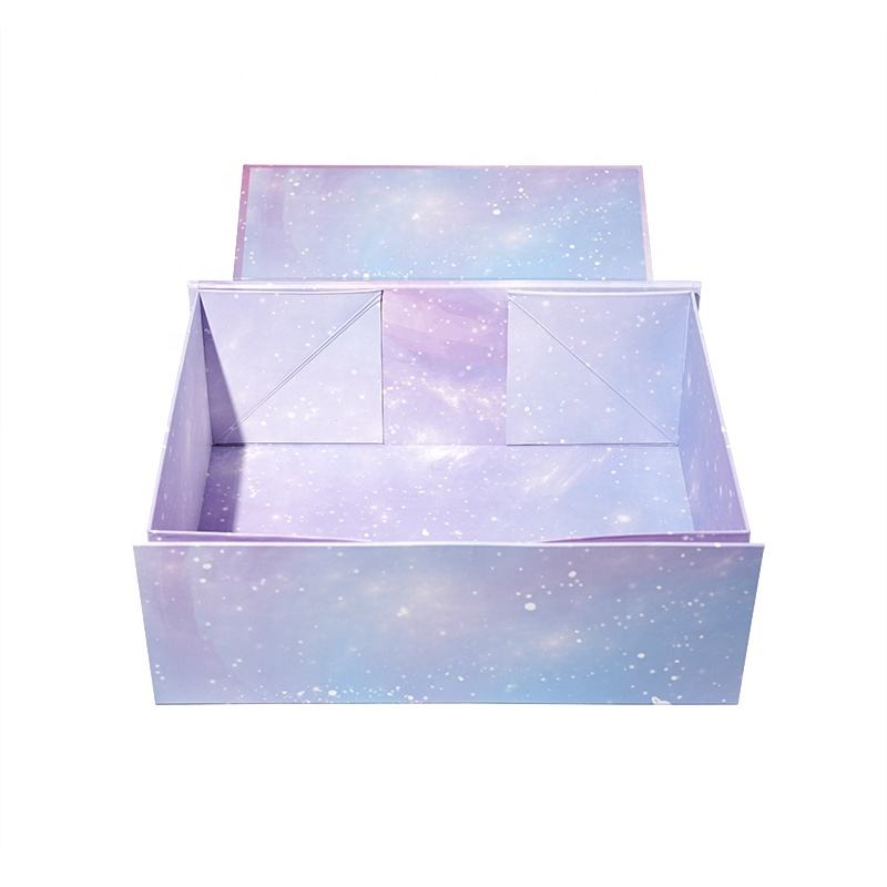  Customized Purple Collapsible Gift Boxes - High-Quality Recycled Cardboard Packaging with Matt Lamination