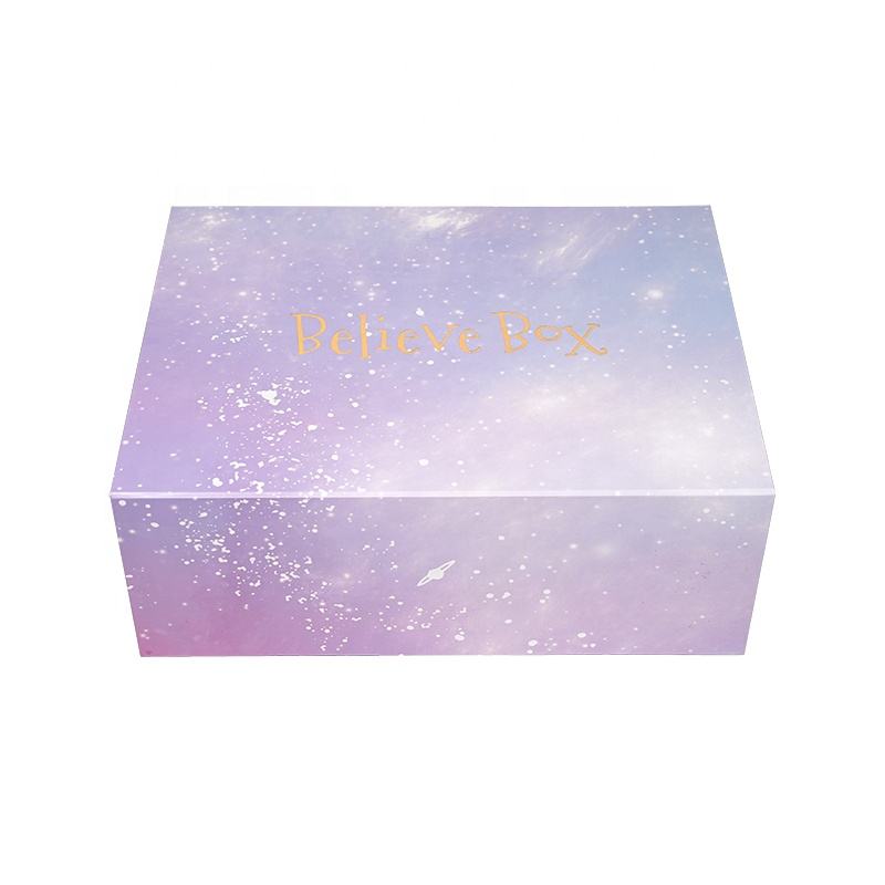  Customized Purple Collapsible Gift Boxes - High-Quality Recycled Cardboard Packaging with Matt Lamination