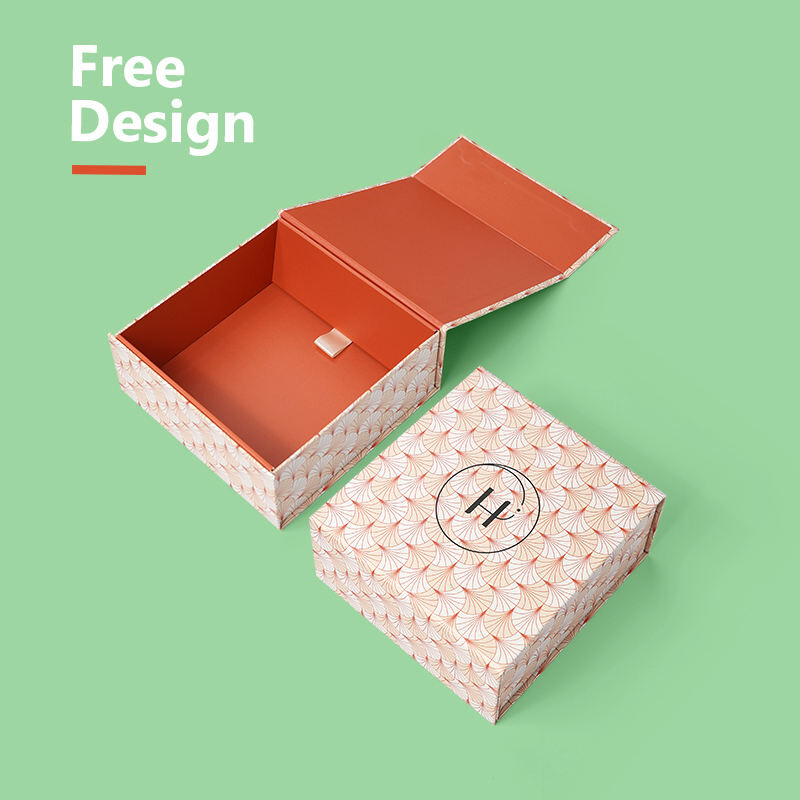 Custom Logo Cardboard Flat Folding Gift Box with Ribbon Chocolate Packaging Magnetic Foldable Paper box Packaging