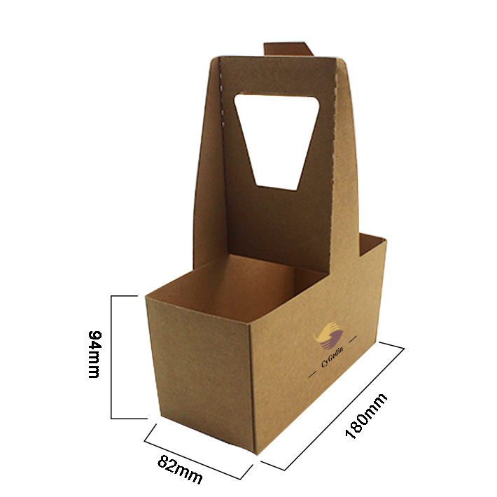  Customized Biodegradable Coffee Paper Cup Carriers and Trays with Handles for Takeaway Drinks
