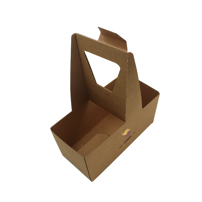  Customized Biodegradable Coffee Paper Cup Carriers and Trays with Handles for Takeaway Drinks