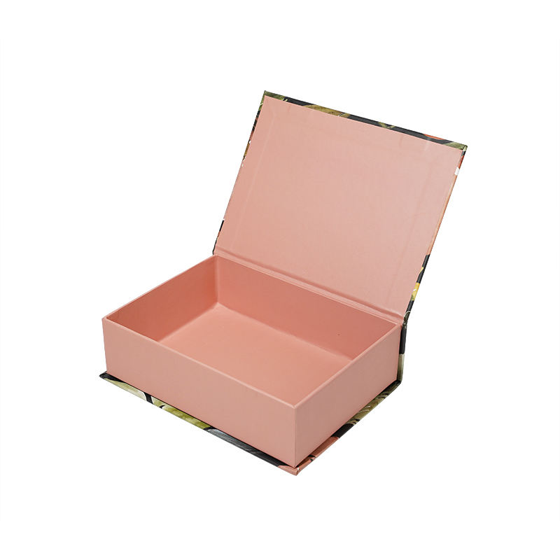  Customized Pink Paper Book Shape Gift Packaging Box with Luxury Logo Print for Cards