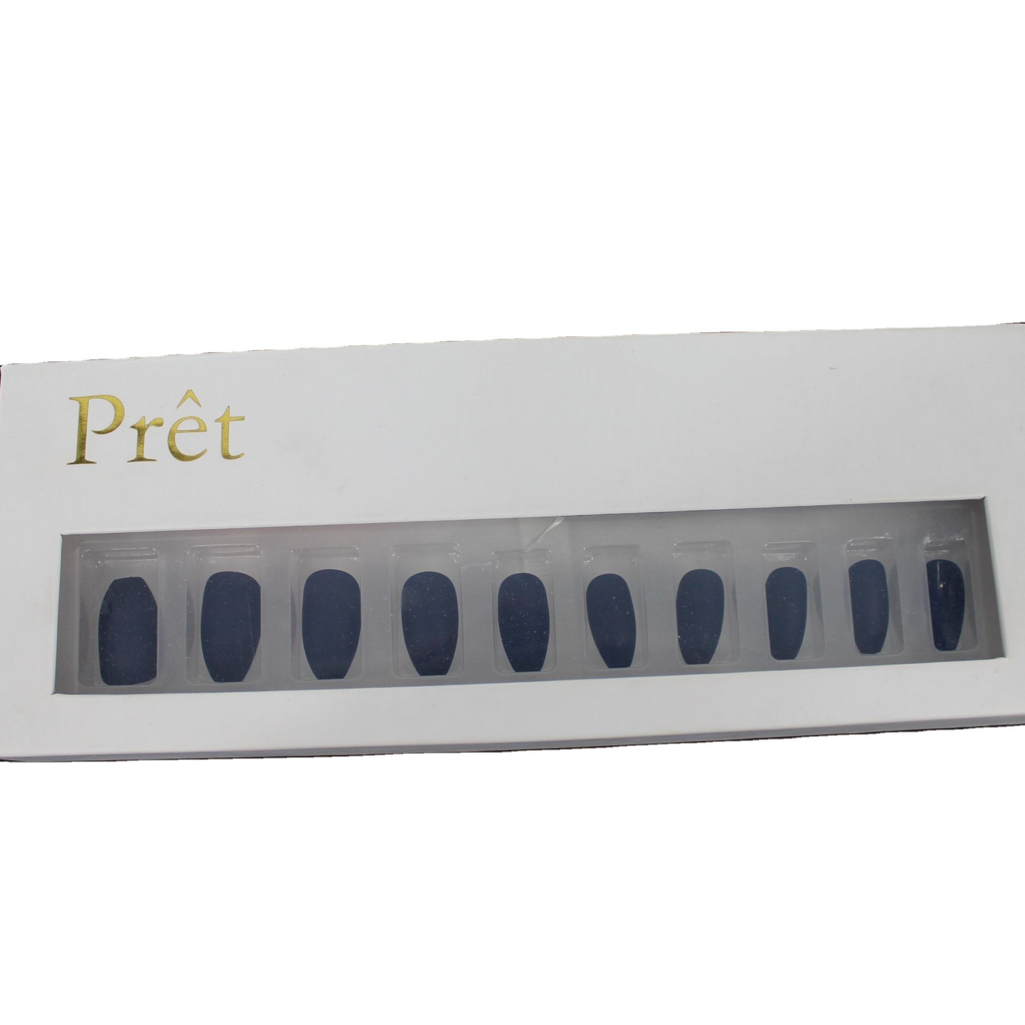  Wholesale Custom Logo Press on Nails Packaging - Luxury Green White Boxes with Gold Foil Stamping & CMYK Pantone Printing