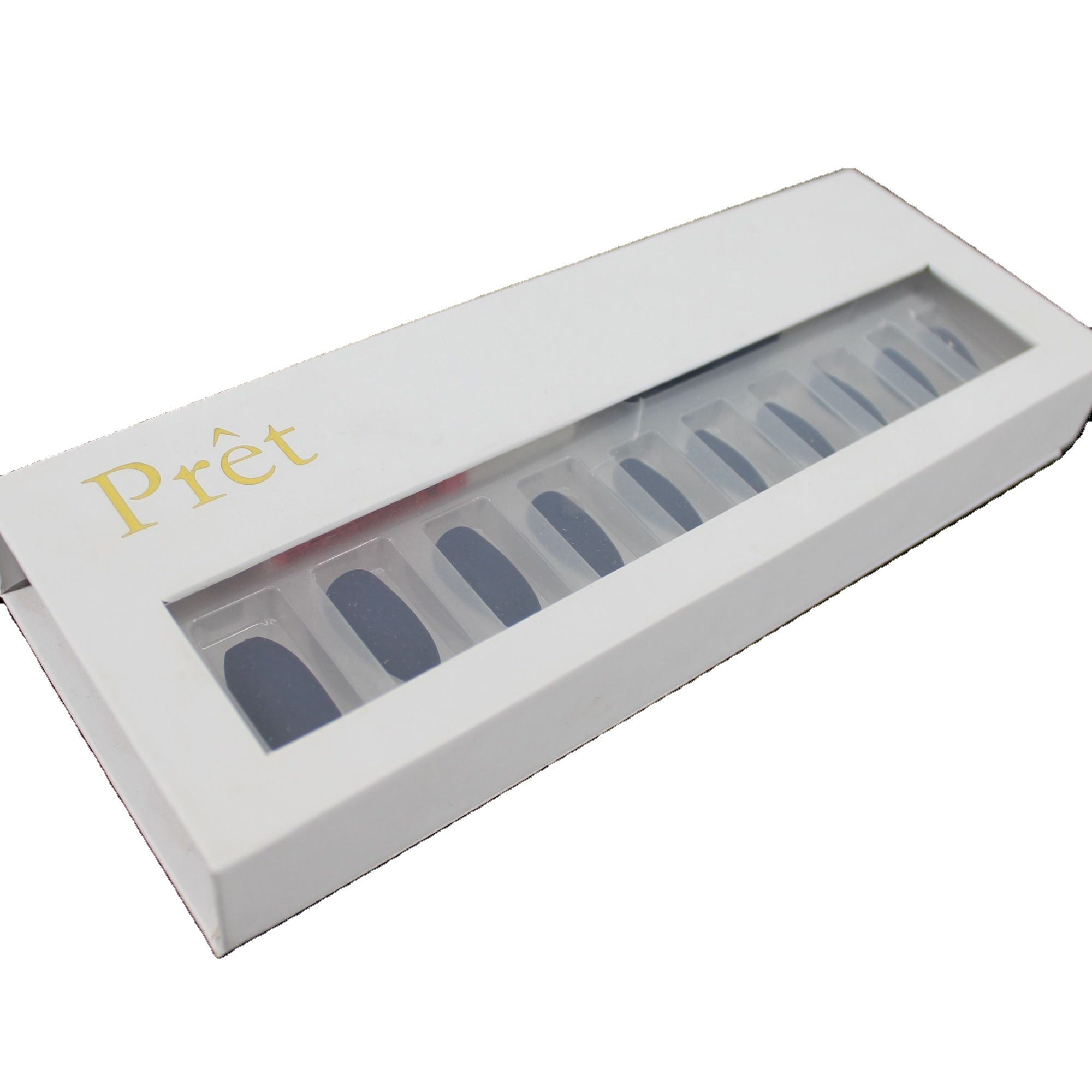  Wholesale Custom Logo Press on Nails Packaging - Luxury Green White Boxes with Gold Foil Stamping & CMYK Pantone Printing