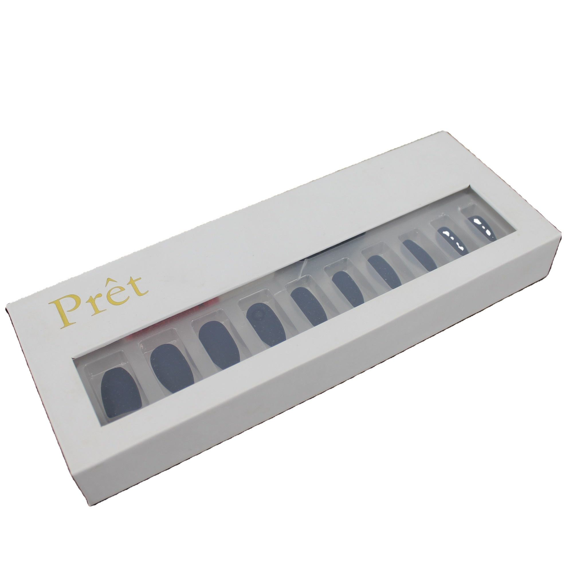  Wholesale Custom Logo Press on Nails Packaging - Luxury Green White Boxes with Gold Foil Stamping & CMYK Pantone Printing