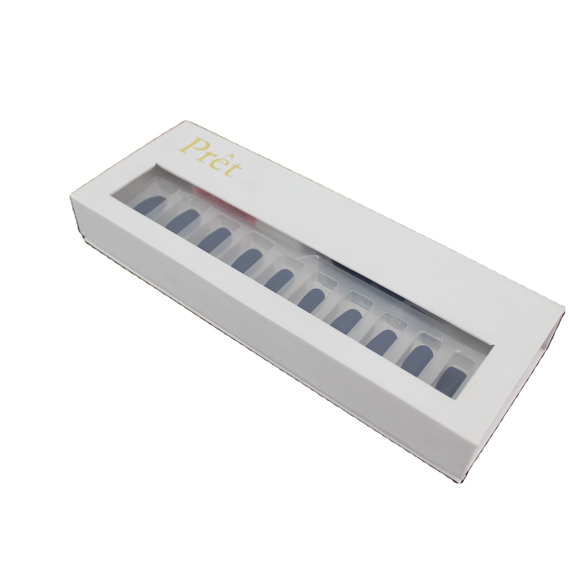  Wholesale Custom Logo Press on Nails Packaging - Luxury Green White Boxes with Gold Foil Stamping & CMYK Pantone Printing