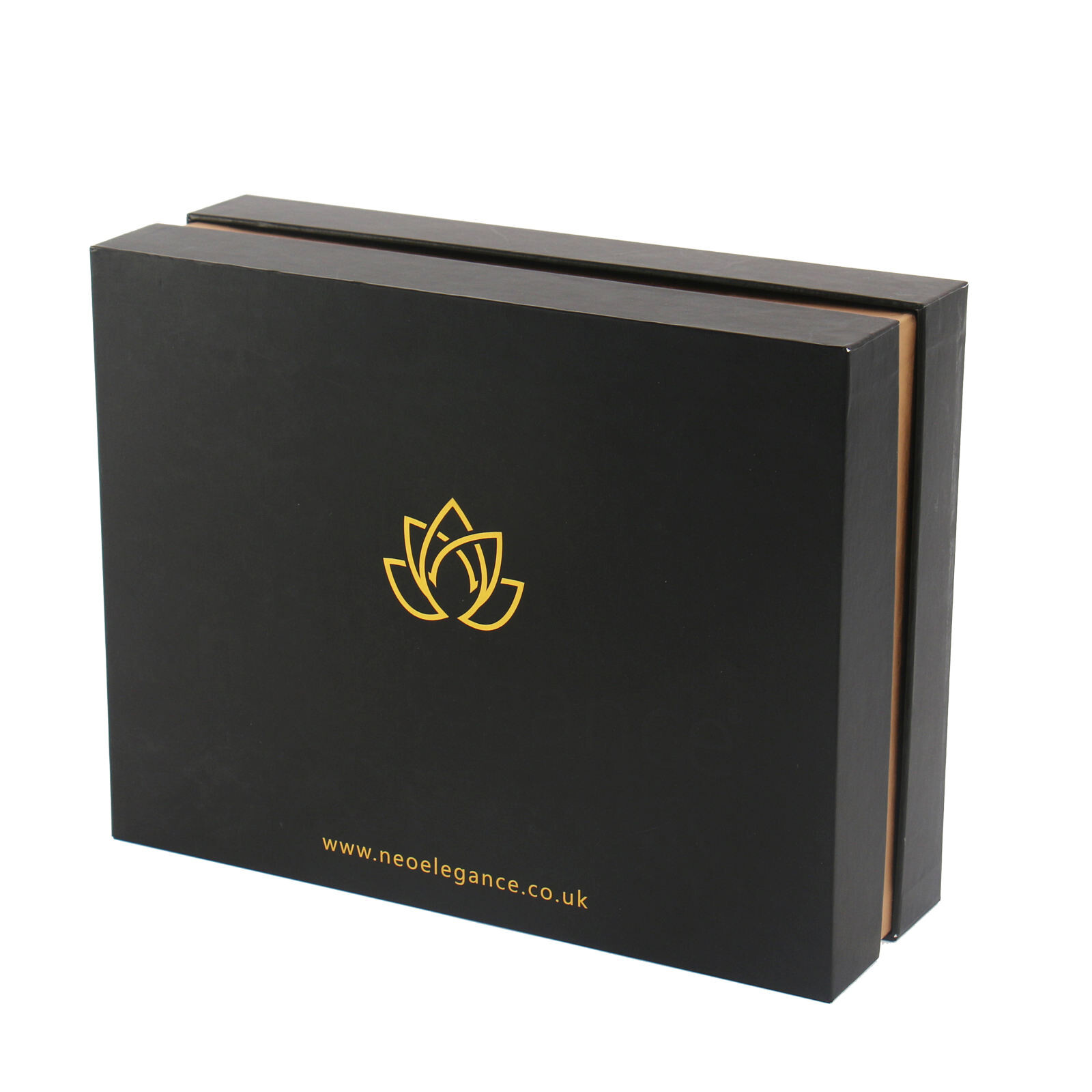  Custom Luxury Recycled Gift Boxes with Black Lid and Base, Featuring Rigid Cardboard Paper and UV Coated Gold Stamping