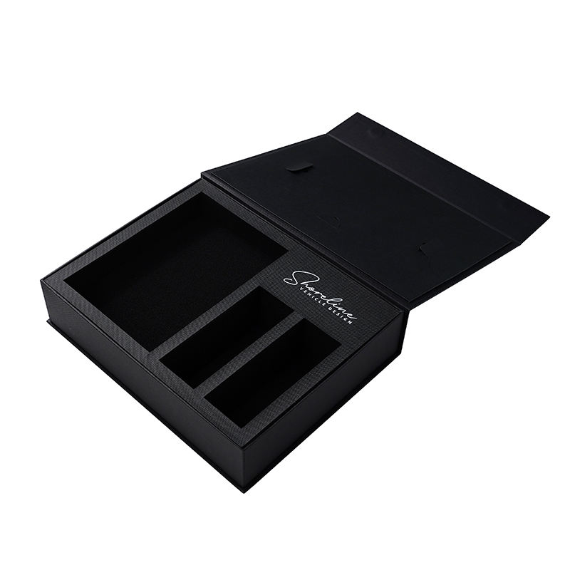  Custom Black Magnet Gift Box with White Stamping for Jewelry, Cosmetic, Electronic Products Packaging