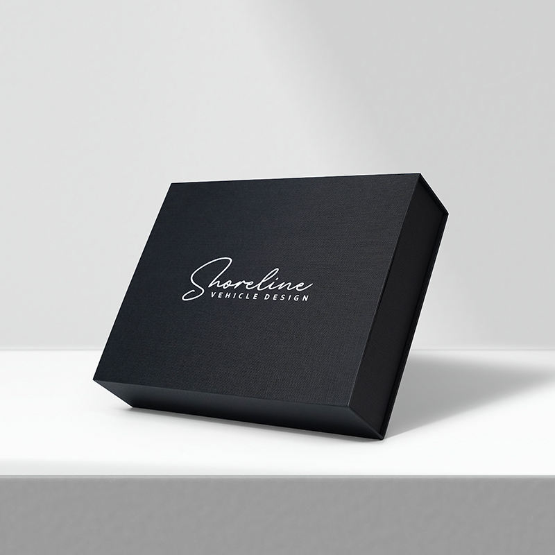  Custom Black Magnet Gift Box with White Stamping for Jewelry, Cosmetic, Electronic Products Packaging