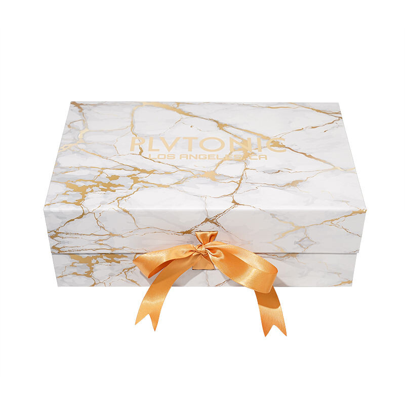  Luxury Custom Gold Logo Foldable Magnetic Cardboard Gift Boxes with Ribbon Packaging