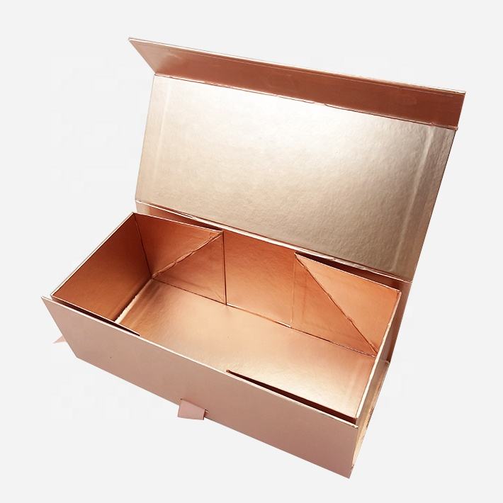  Custom Rose Gold Cardboard Hair Extension Gift Box with Ribbon Packaging