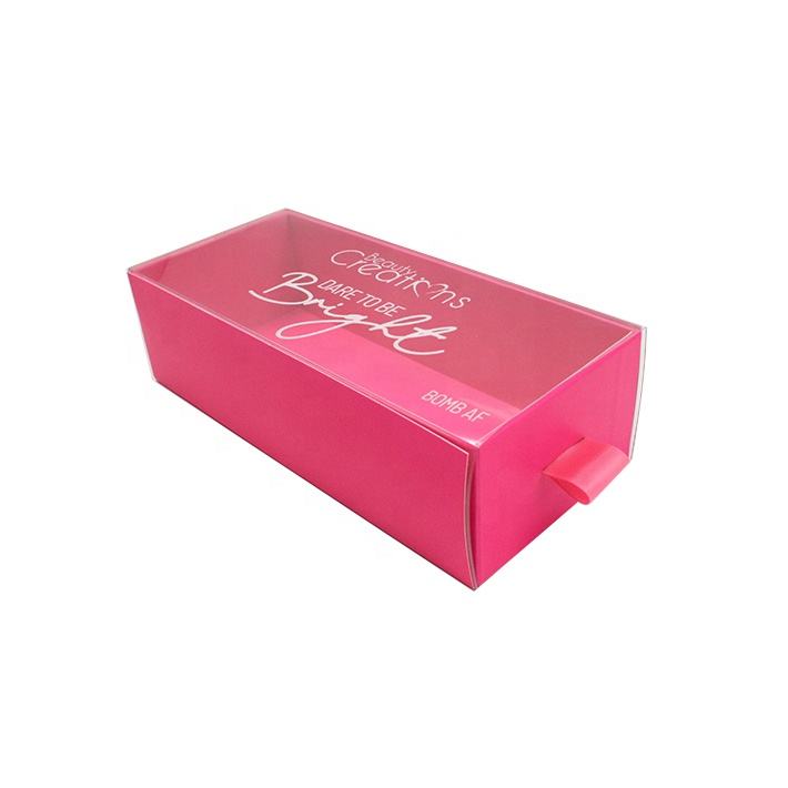 Customized Cardboard Pull-Out Drawer Box with Clear PVC Window for Paper Packaging