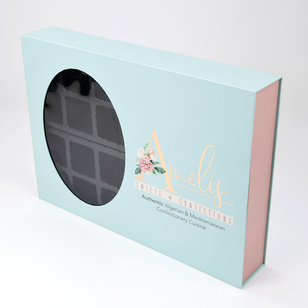  Luxury Food Grade Gold Paper Mooncake & Chocolate Gift Packaging Box with Magnetic Closure & Plastic Tray