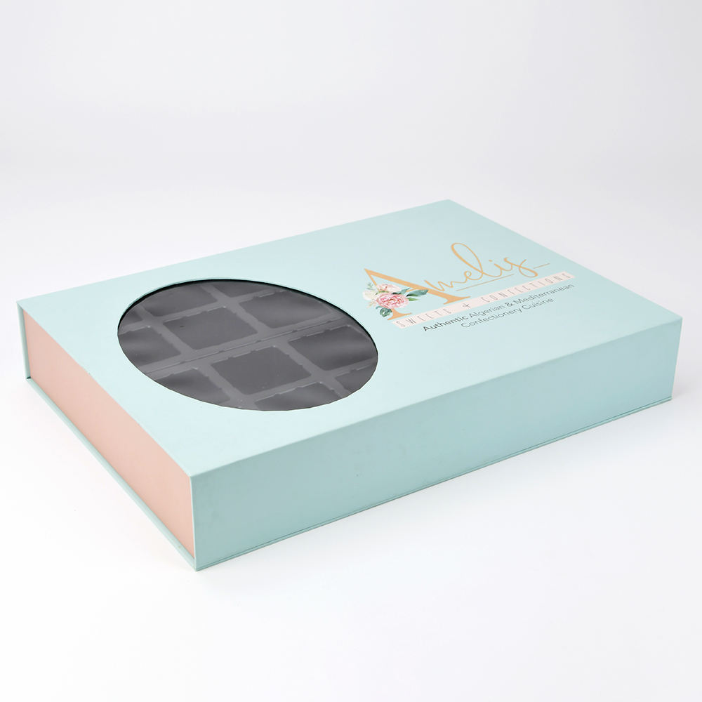  Luxury Food Grade Gold Paper Mooncake & Chocolate Gift Packaging Box with Magnetic Closure & Plastic Tray