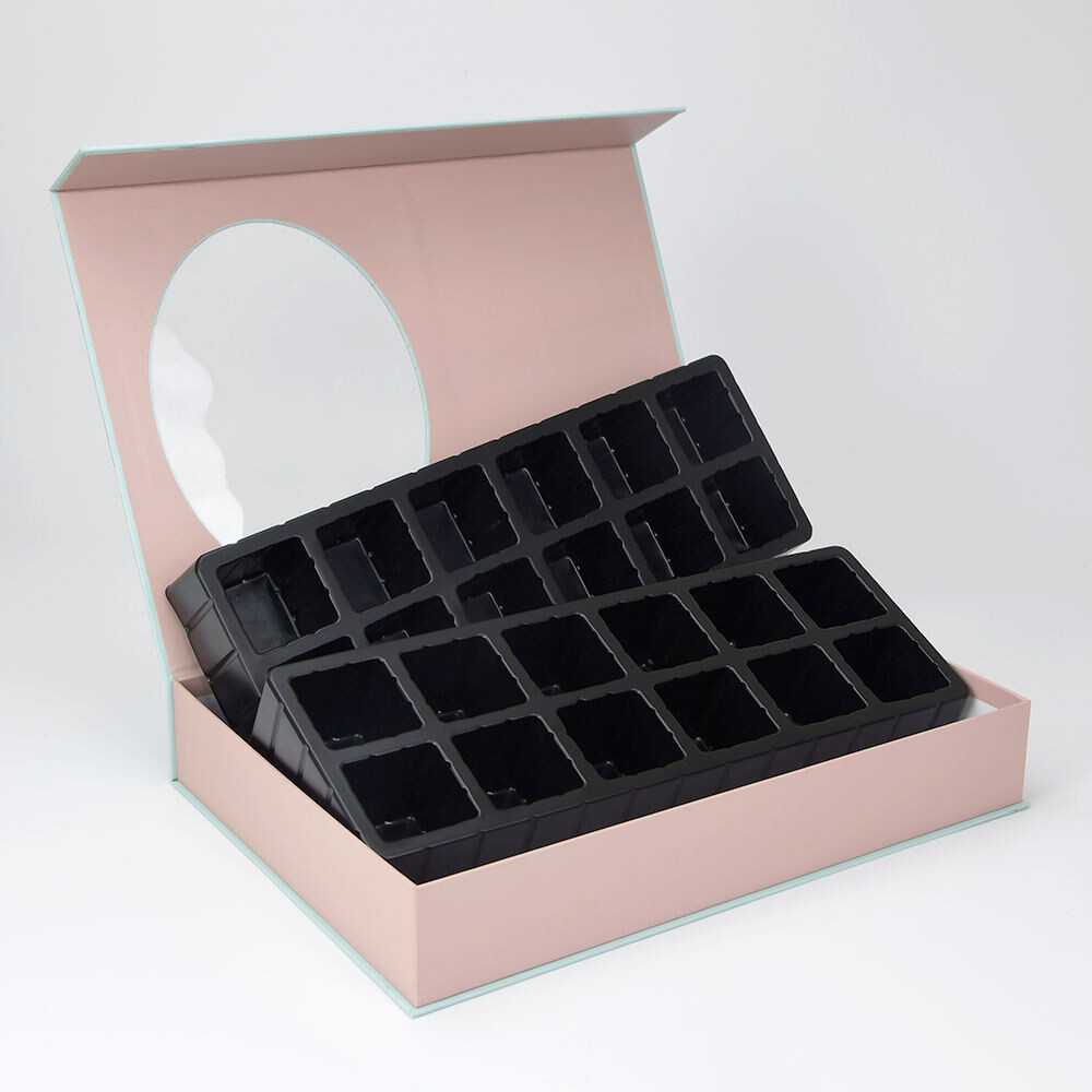  Luxury Food Grade Gold Paper Mooncake & Chocolate Gift Packaging Box with Magnetic Closure & Plastic Tray