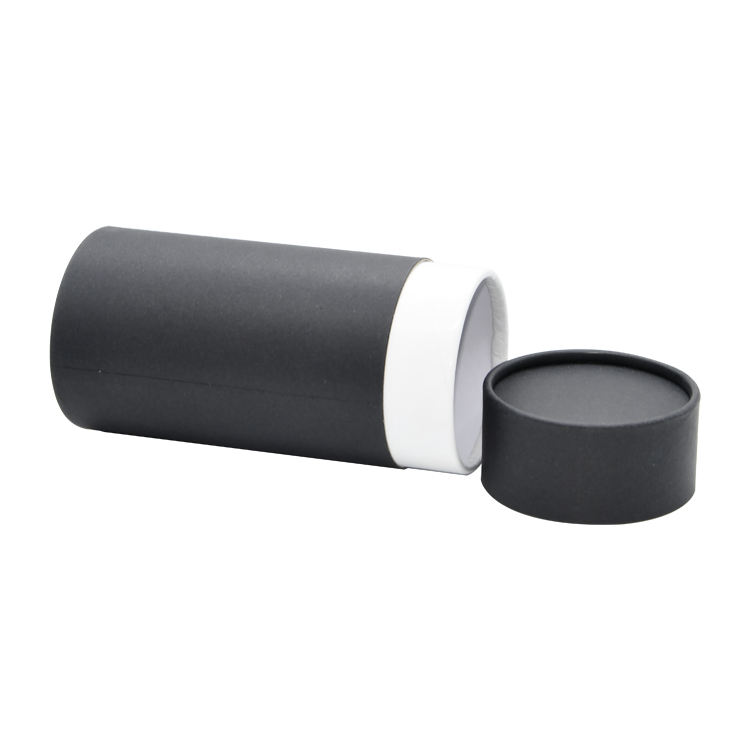 Eco-Friendly Black Round Paper Tube Box for Tea & Coffee Beans Packaging with Air Valve