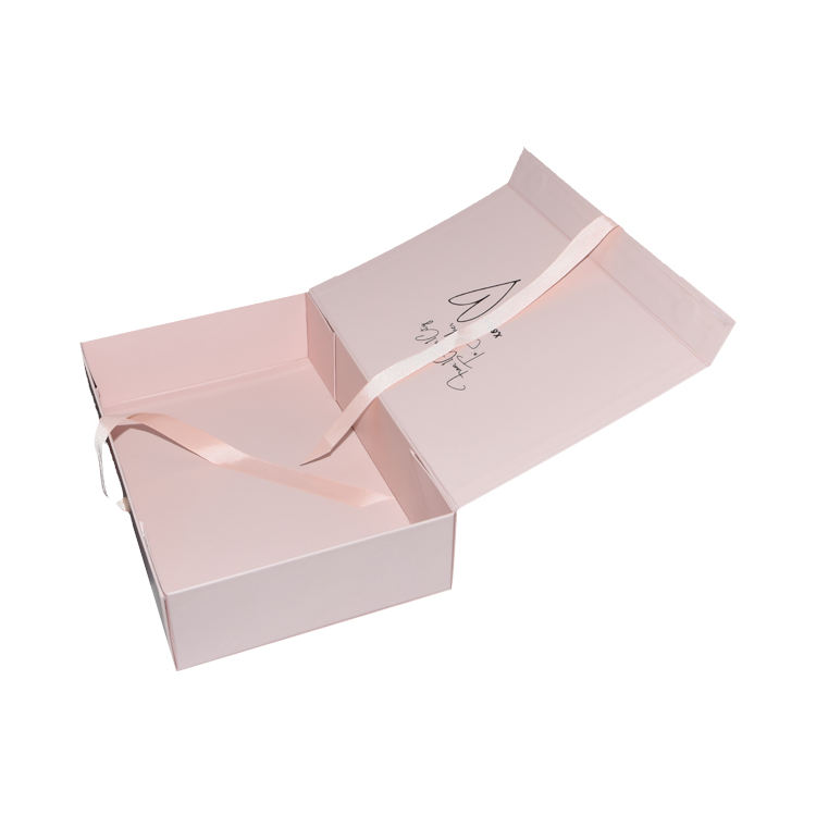  Custom Magnetic Flat Foldable Gift Box with Ribbon Handle for Clothes - Shenzhen Kaijie Packaging