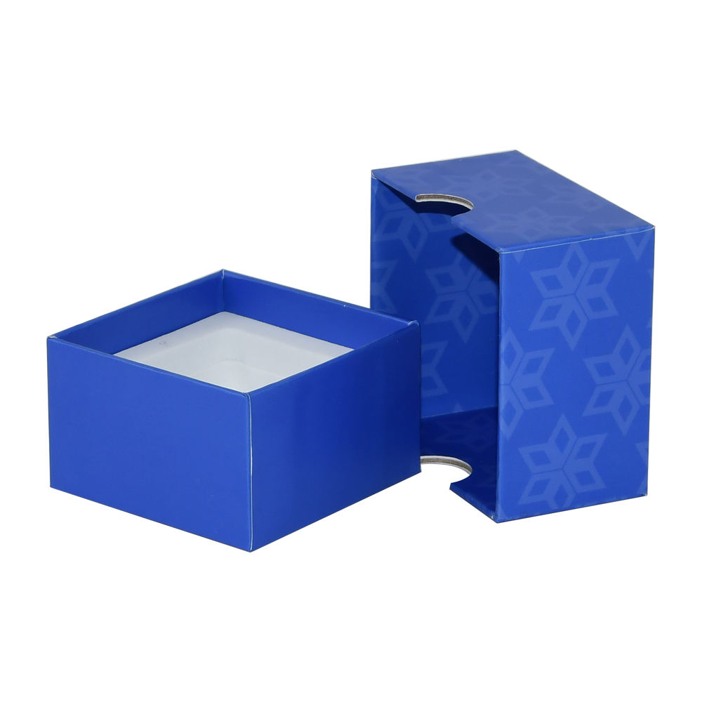  Luxury Matte Blue Cardboard Gift Boxes for 5ml Square Glass Jars with Thumb Holes - Shenzhen Kaijie Packaging