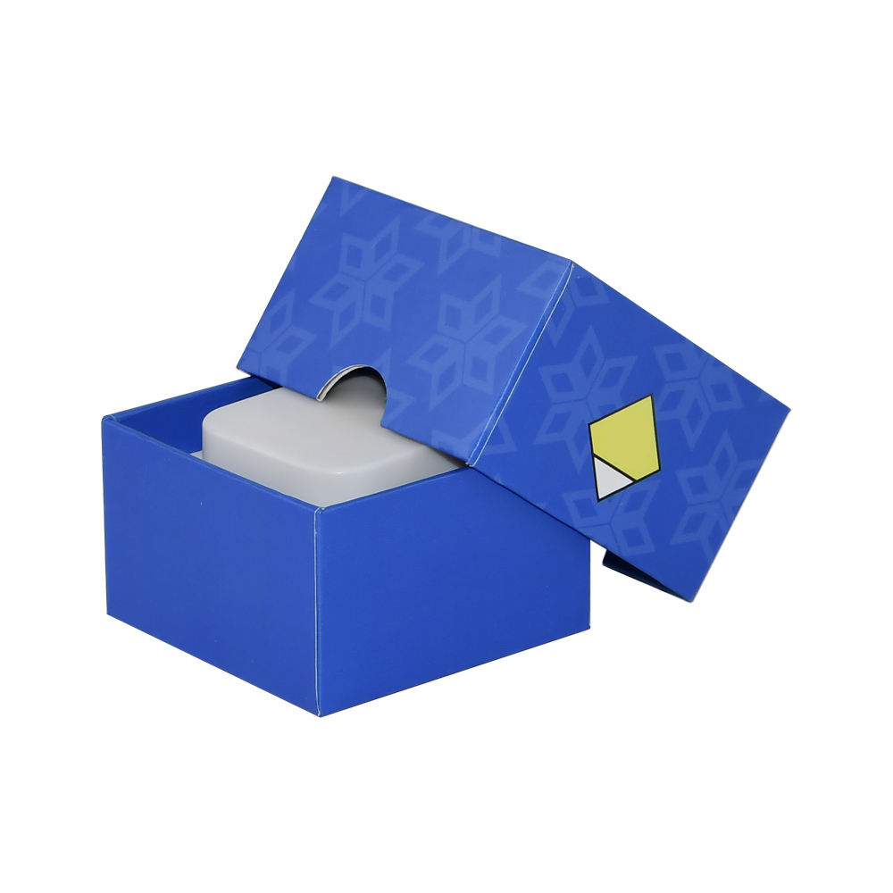  Luxury Matte Blue Cardboard Gift Boxes for 5ml Square Glass Jars with Thumb Holes - Shenzhen Kaijie Packaging