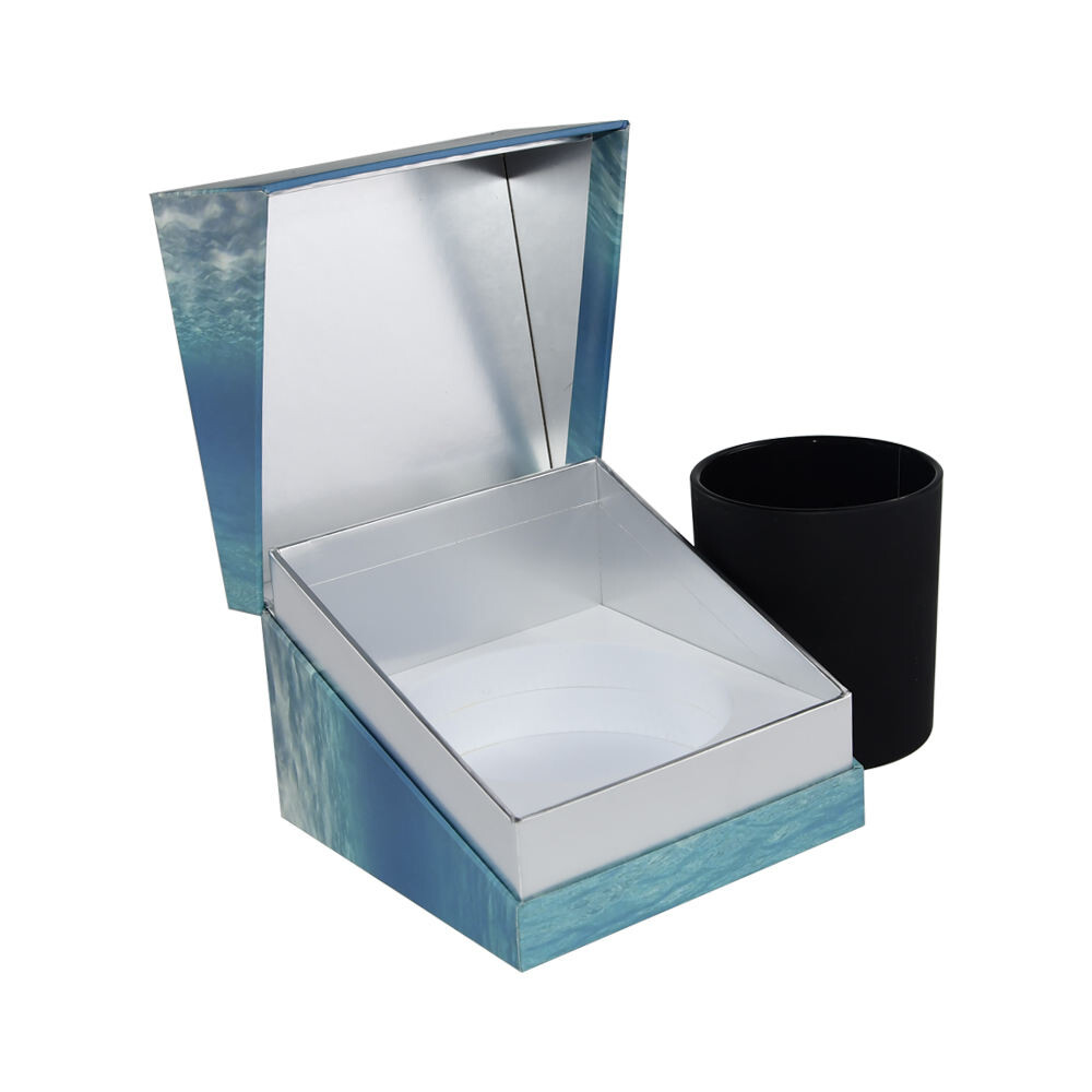  Wholesale Blue Matte Candle Clamshell Subscription Boxes with Flip Top & Silver Neck - Custom Wax Melt Packaging