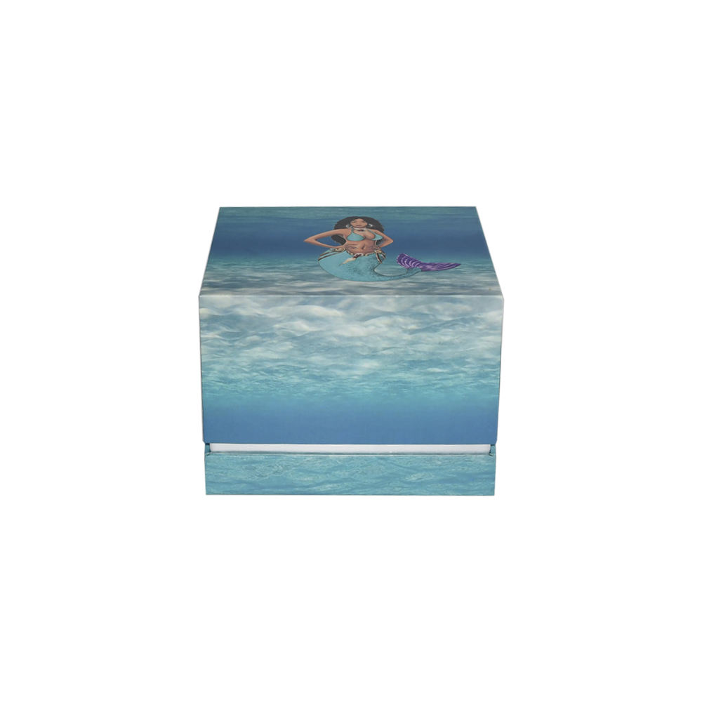  Wholesale Blue Matte Candle Clamshell Subscription Boxes with Flip Top & Silver Neck - Custom Wax Melt Packaging