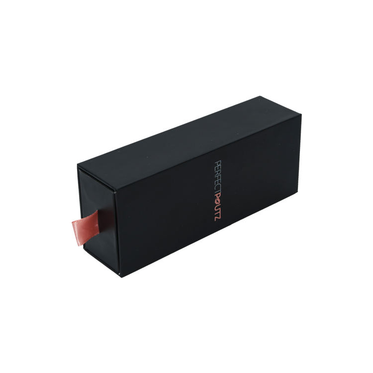  Luxury Custom Matt Black Hair Extension Storage Drawer Gift Box with Ribbon for Cosmetics