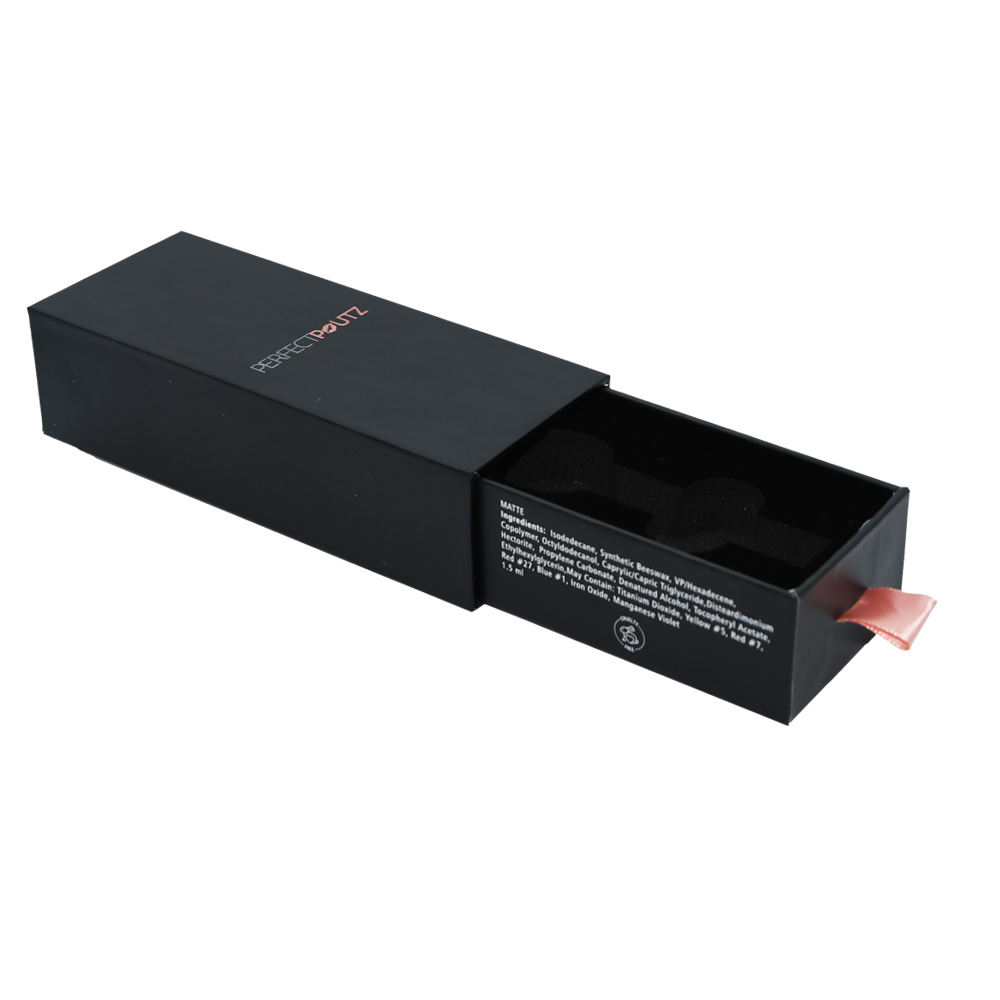 Luxury Custom Matt Black Hair Extension Storage Drawer Gift Box with Ribbon for Cosmetics