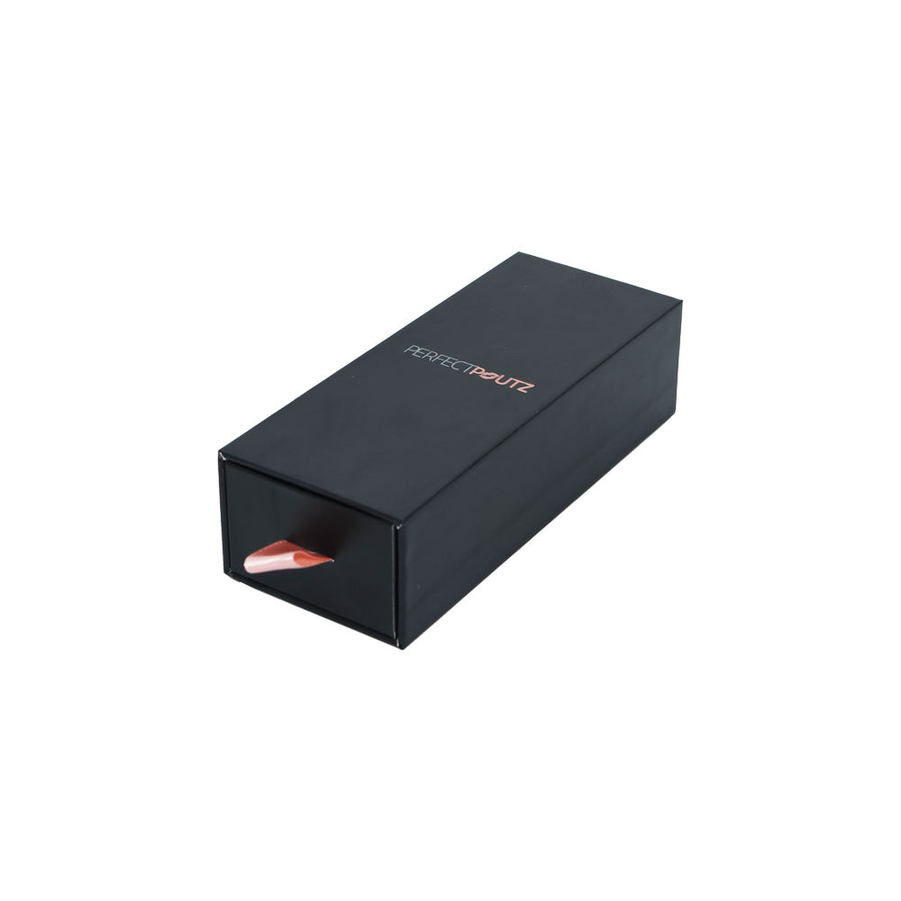  Luxury Custom Matt Black Hair Extension Storage Drawer Gift Box with Ribbon for Cosmetics