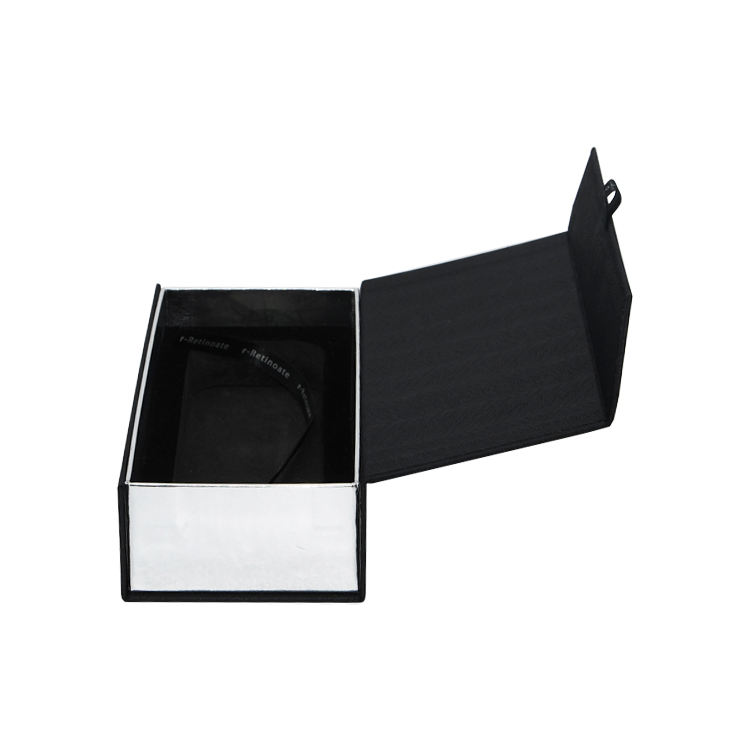  Customized Luxury Black Magnetic Closure Gift Box with Hot Foil Stamping Logo and Ribbon