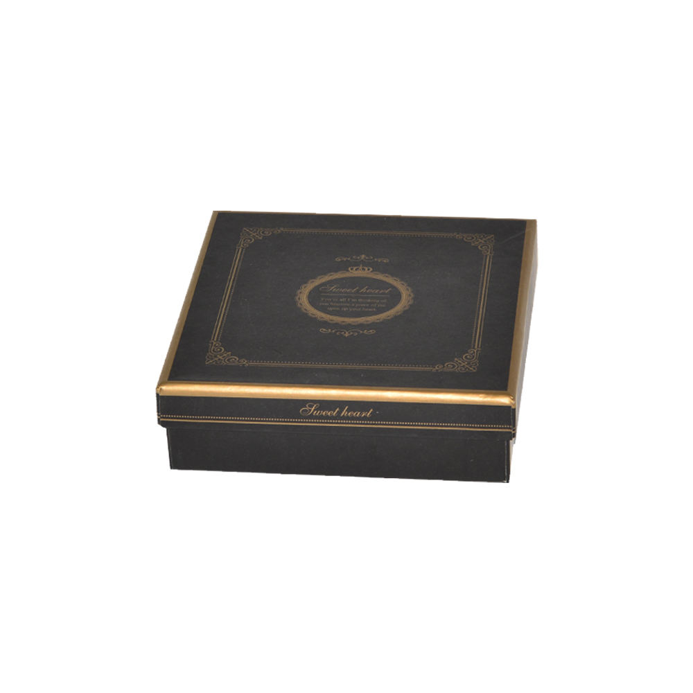  Wholesale Custom Luxury Gold Hot Stamping Logo Printing Black Rigid Boxes for Wedding Chocolates