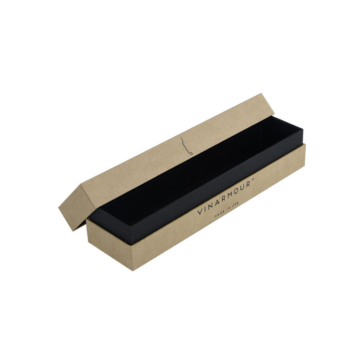 Custom Natural Brown Kraft Paper Gift Box with Black Insert for Watch or Necklace Jewelry
