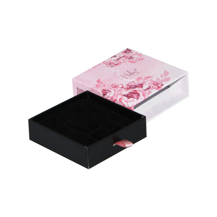  Custom Logo Cardboard Slide Marble Ring Necklace Drawer Box with EVA Foam Insert - Kraft Paper Jewelry Packaging