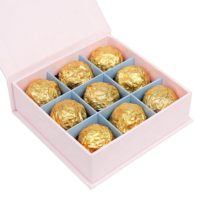 Customized Luxury Printed 9piece Chocolate Packaging Box with Ribbon