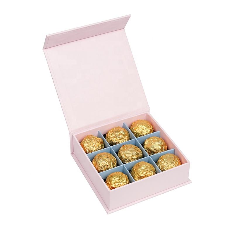 Customized Luxury Printed 9piece Chocolate Packaging Box with Ribbon