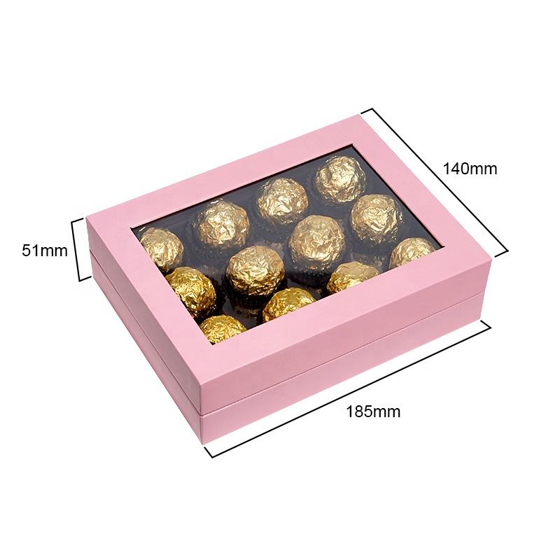  Customized Logo Clear PVC Window Luxury Cardboard Chocolate & Candy Packaging Boxes