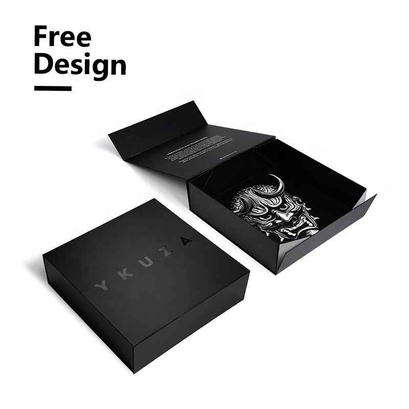  Customizable Large Black Foldable Gift Boxes with UV Logo for Hoodies Apparel Brands