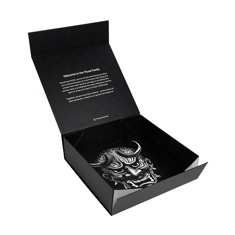  Customizable Large Black Foldable Gift Boxes with UV Logo for Hoodies Apparel Brands